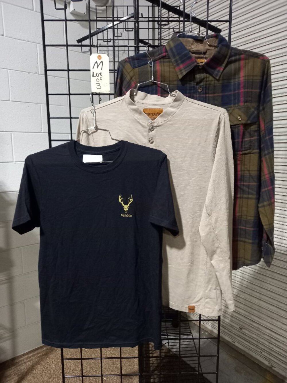 Men's Flannel Plaid Shirt, Flex Henley + Black Venado Tee | Medium